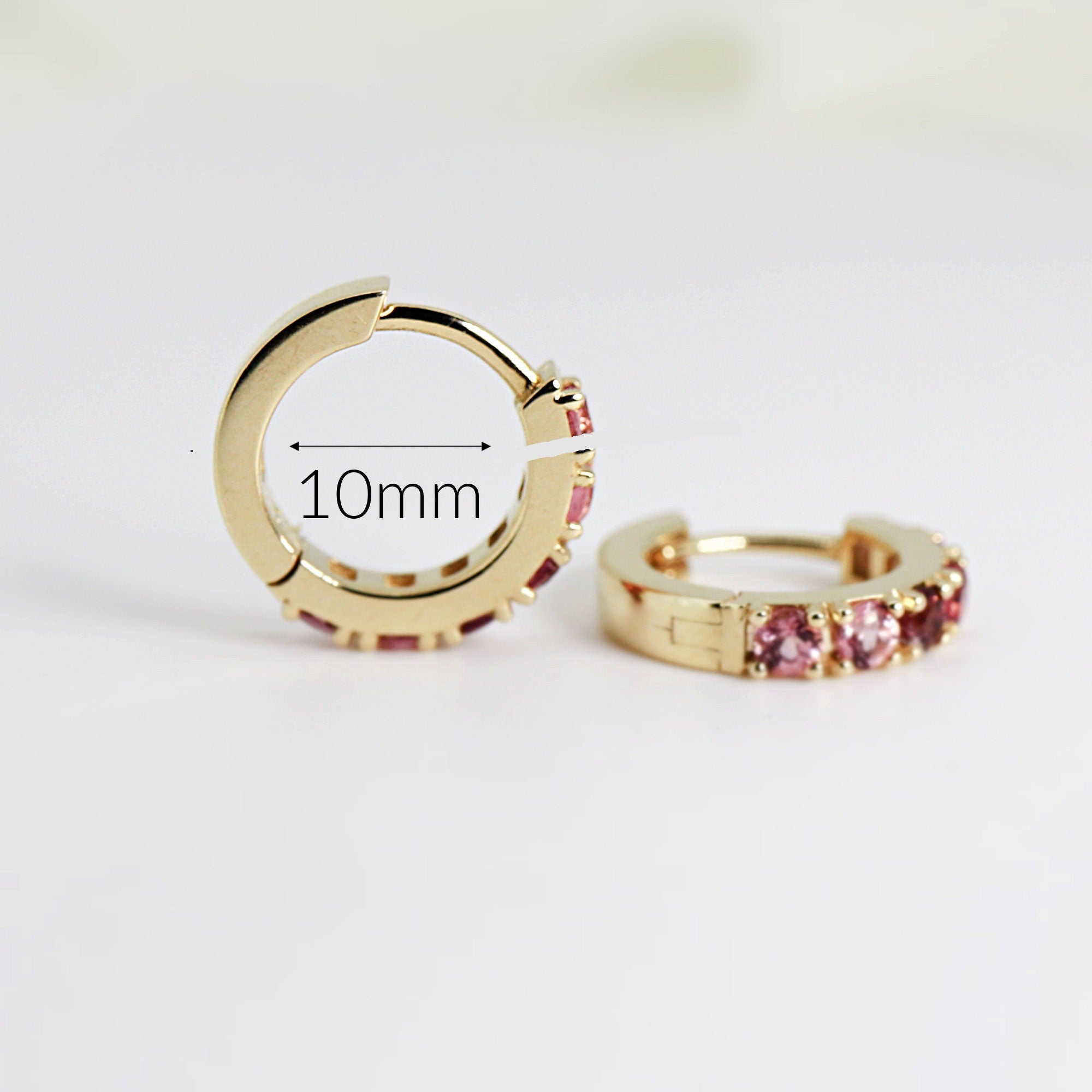 Pink Tourmaline Hoop Earrings 14k Gold - Melt'm Jewelry