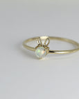 October Birthstone Bunny Ring 14k Gold - Opal or Pink Tourmaline - Melt'm Jewelry