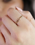 14k Solid Gold Rectangular Chain Link Diamond Ring