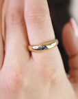 14k Gold Minimalist Dome Ring With Marquise London Blue Topaz - Melt'm Jewelry