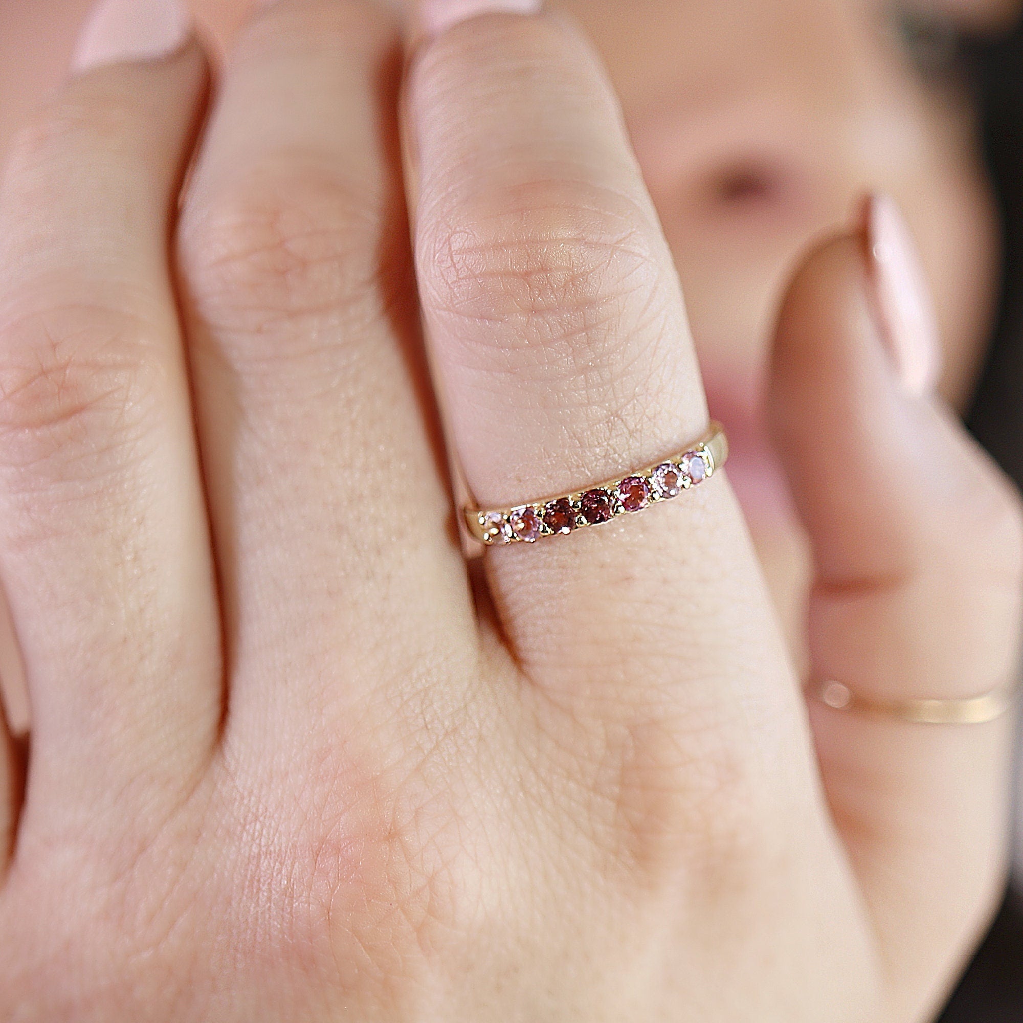 Ombre Ring Band in 14k Solid Gold