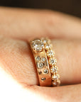 14k Gold Flush Set Diamond Wedding Band, Diamond Gypsy Ring