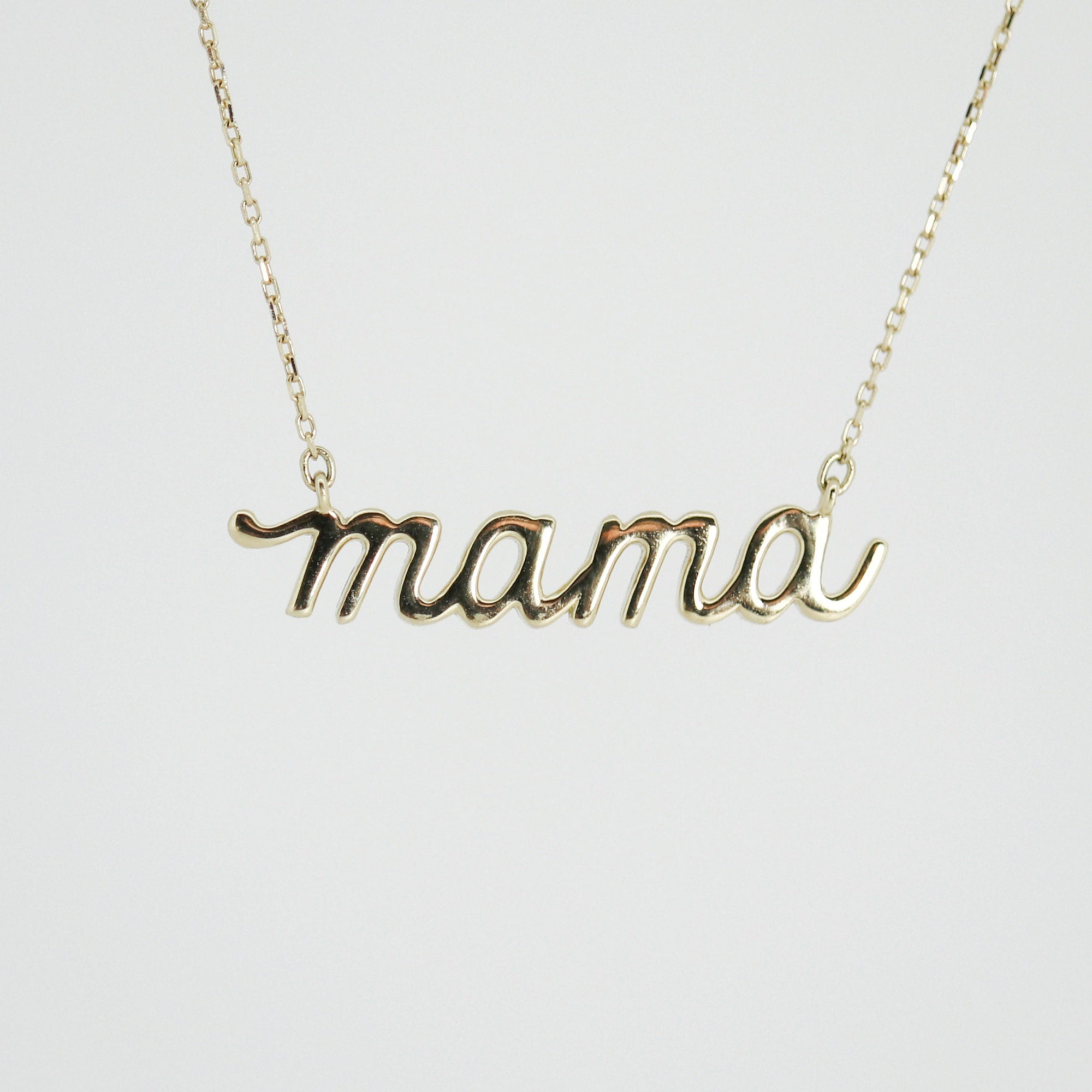 14k Solid Gold Mama Necklace - Melt'm Jewelry