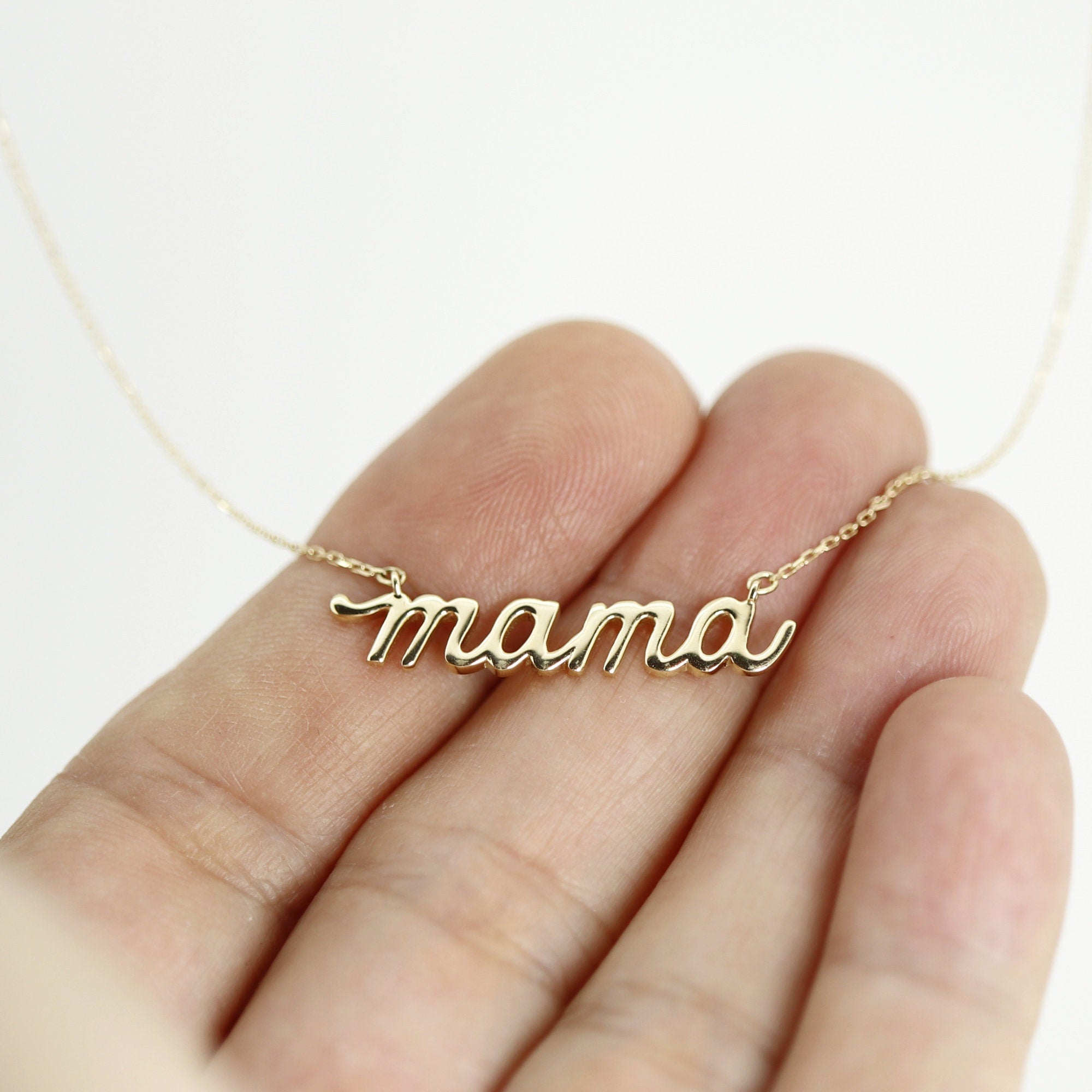 14k Solid Gold Mama Necklace - Melt'm Jewelry