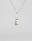 Personalized Vertical Bar Necklace with Birthstone Sterling Silver