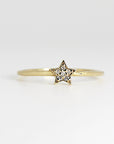 Genuine Diamond Star Ring, Star Ring in 14k Gold