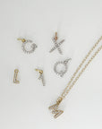 Genuine Diamond Initial Necklace 14k Gold