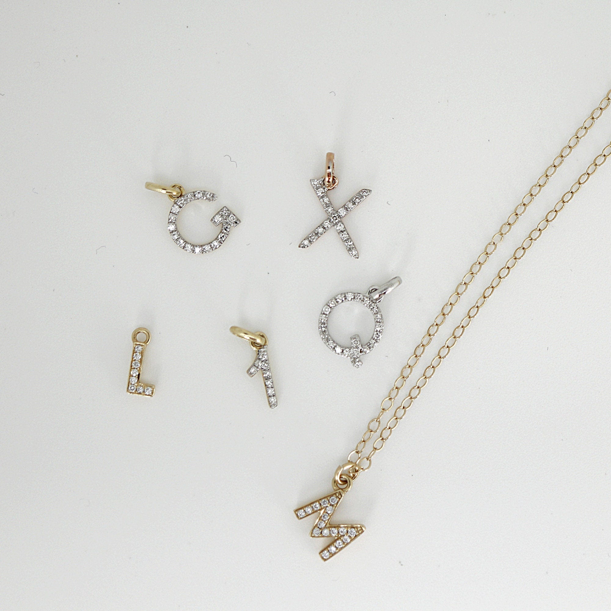 Genuine Diamond Initial Necklace 14k Gold - Melt'm Jewelry