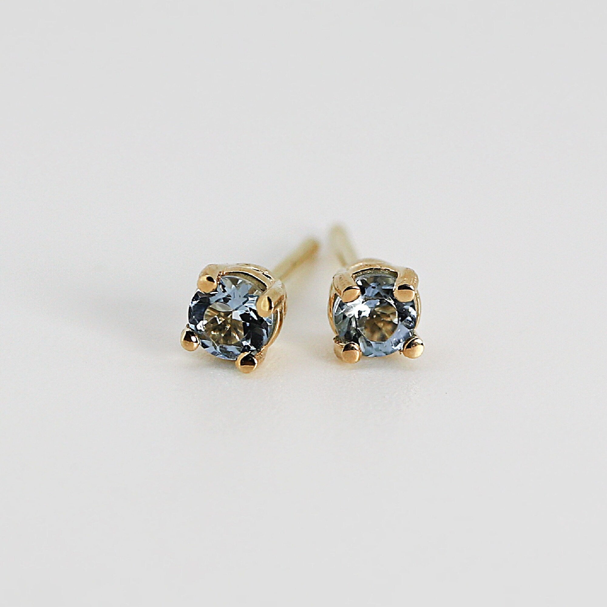 Aquamarine Stud Earrings 14k Gold