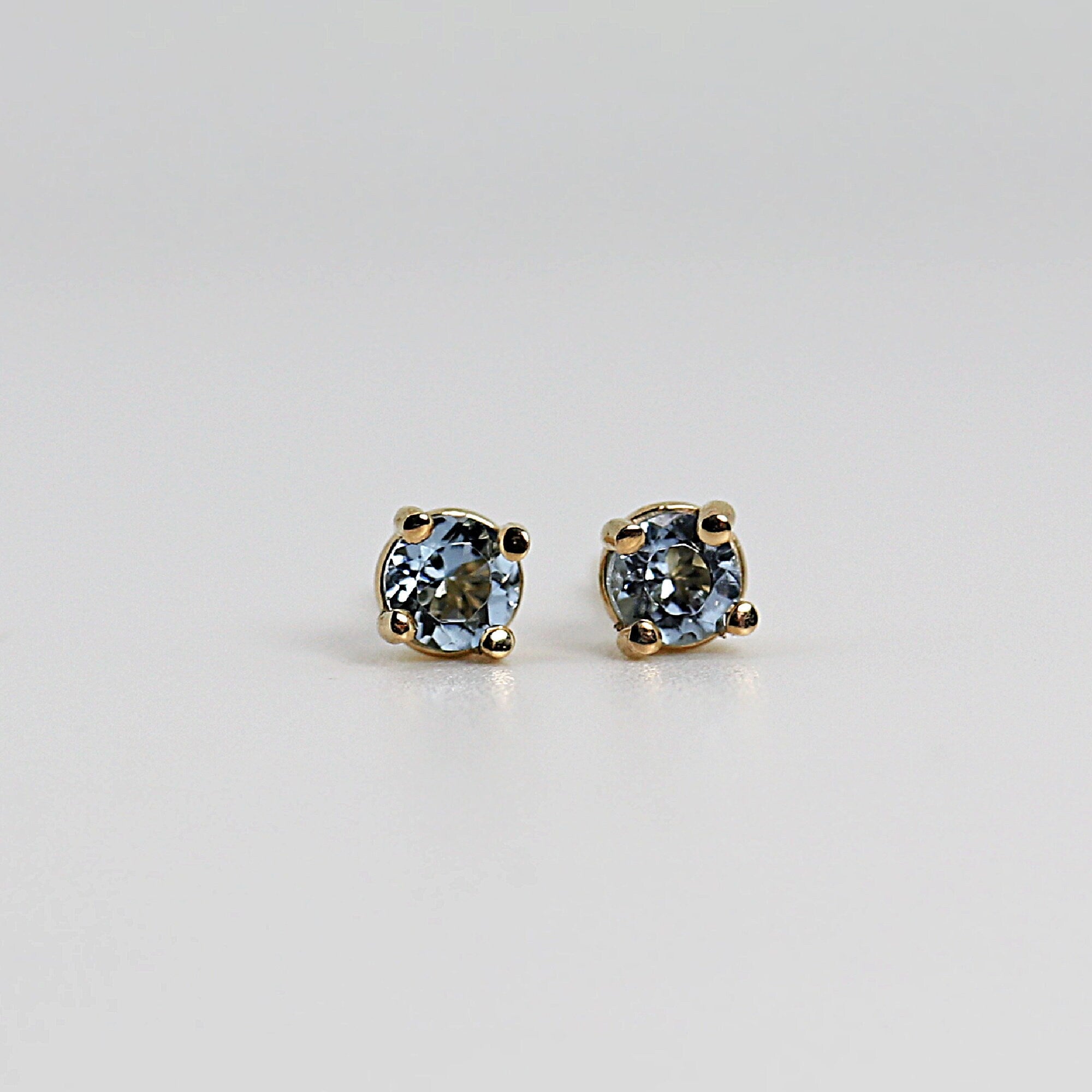 Aquamarine Stud Earrings 14k Gold