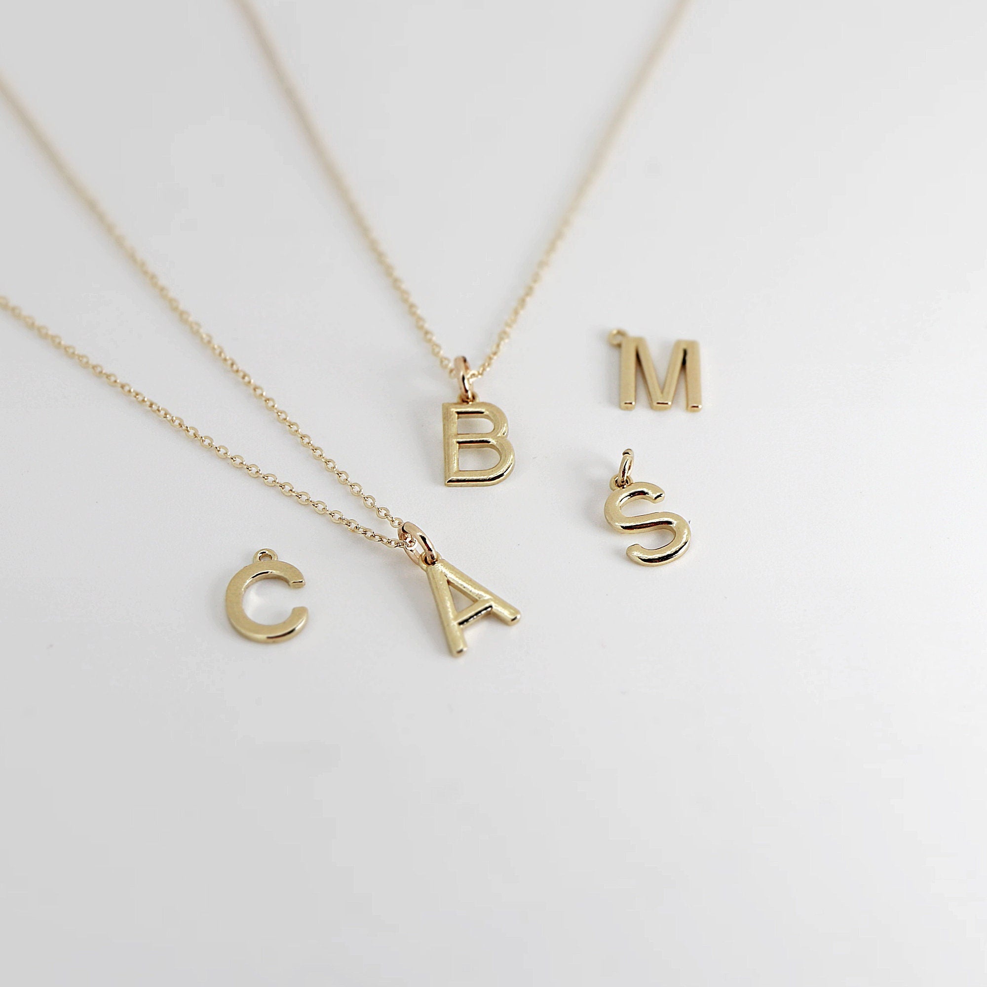 14K Gold Initial Necklace, Pendant Only – Chain Sold Separately - Melt'm Jewelry