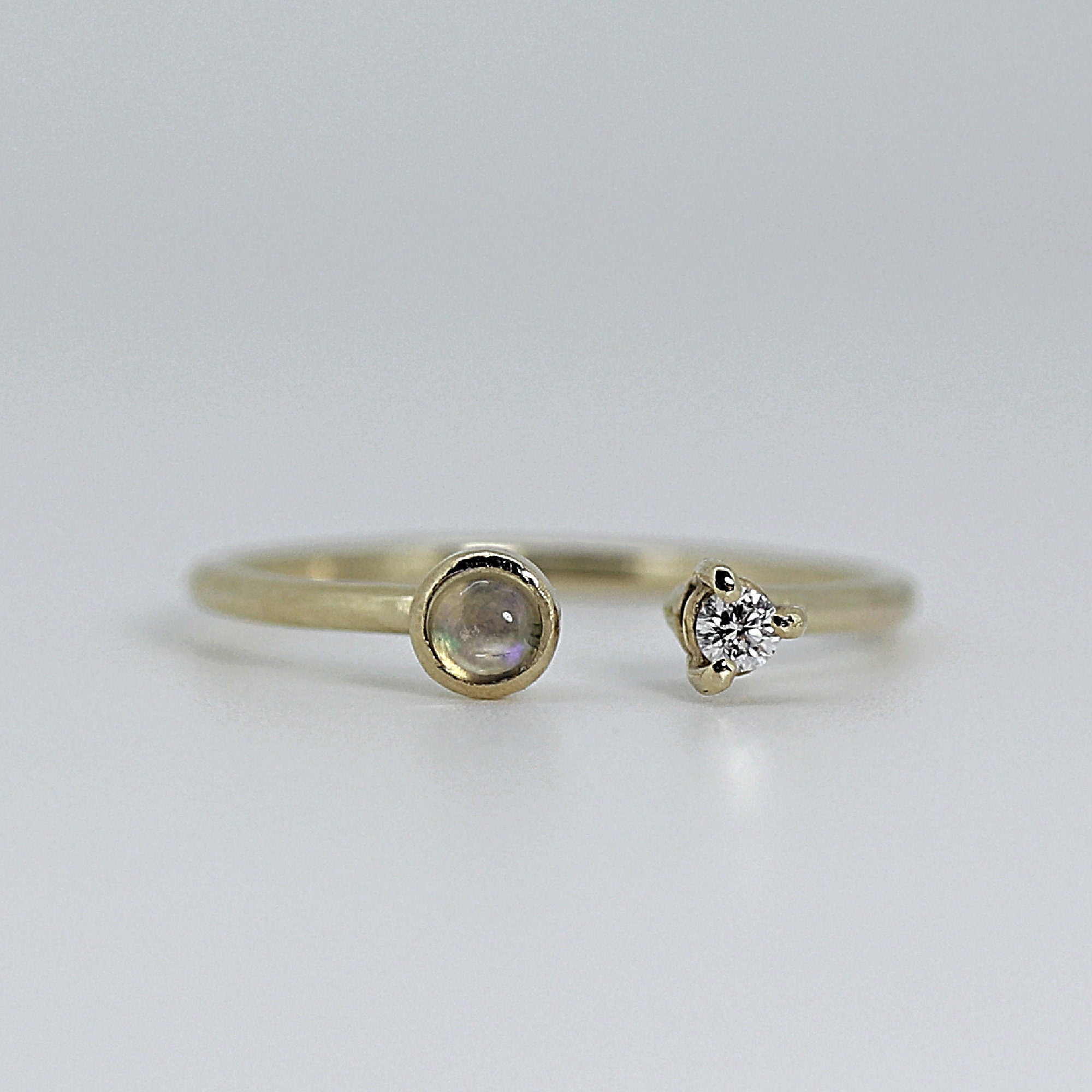 14k Gold Opal and Diamond Cuff Ring - Melt'm Jewelry