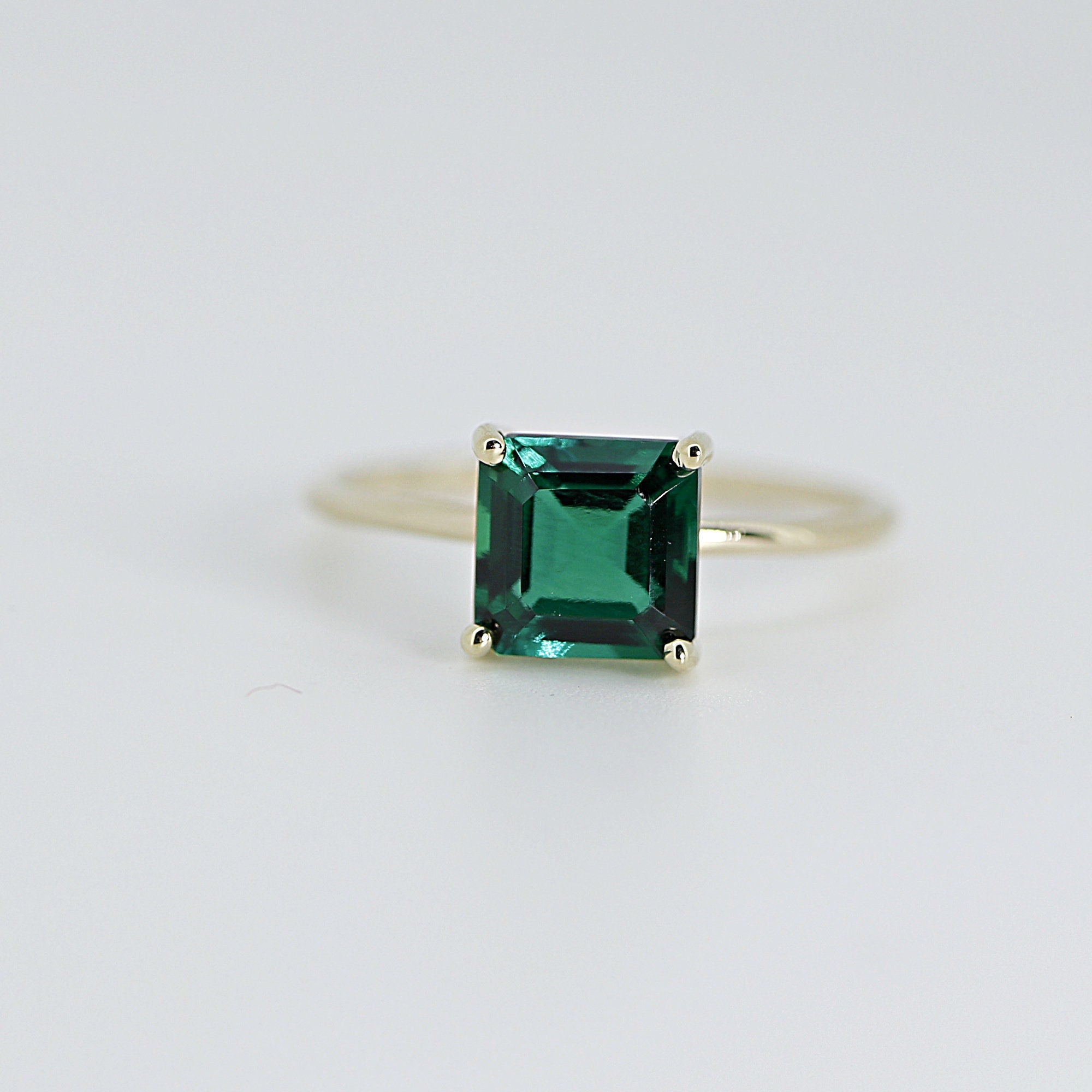 Asscher Cut Emerald Ring in 14k Gold - Melt'm Jewelry