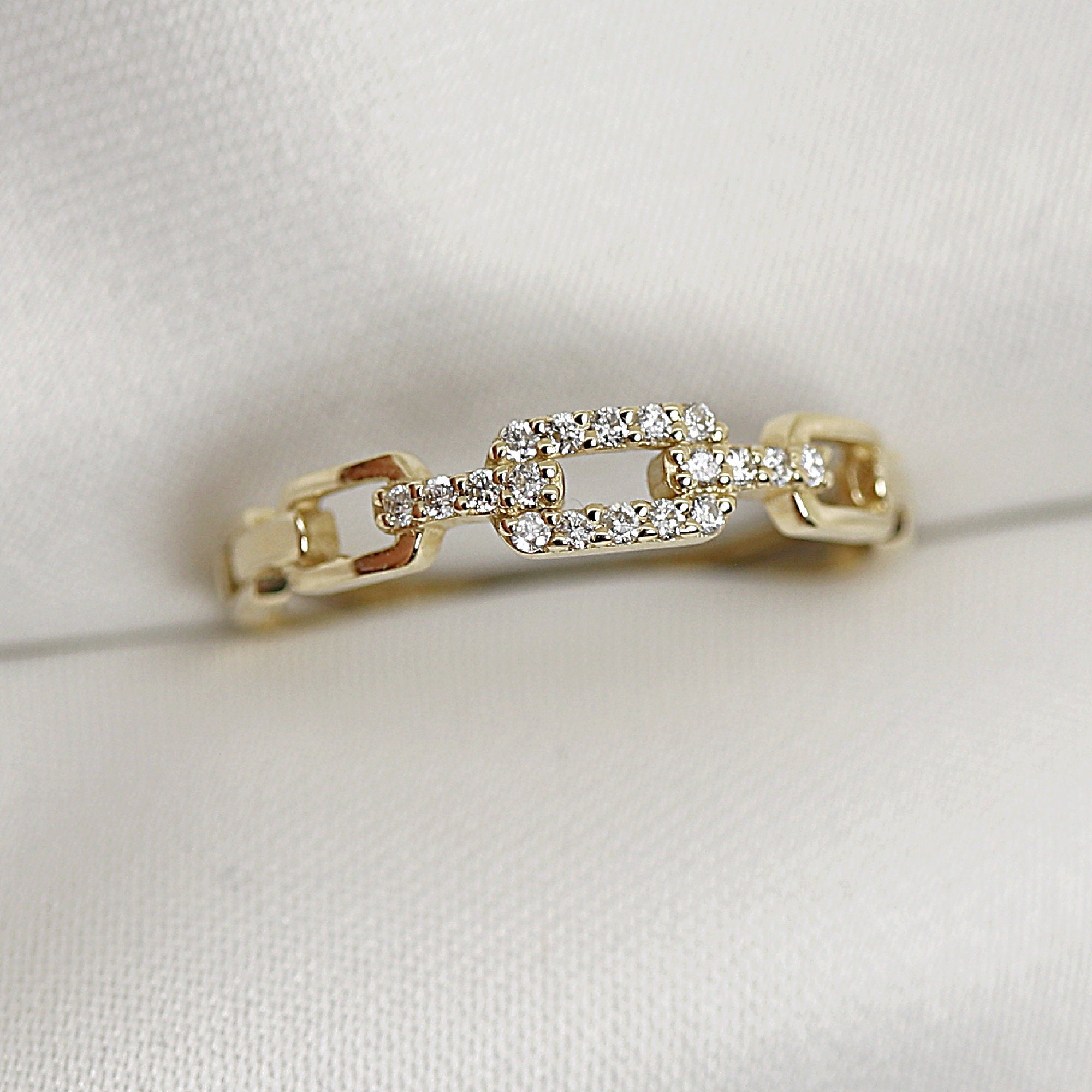 14k Gold Link Chain Ring - Melt'm Jewelry