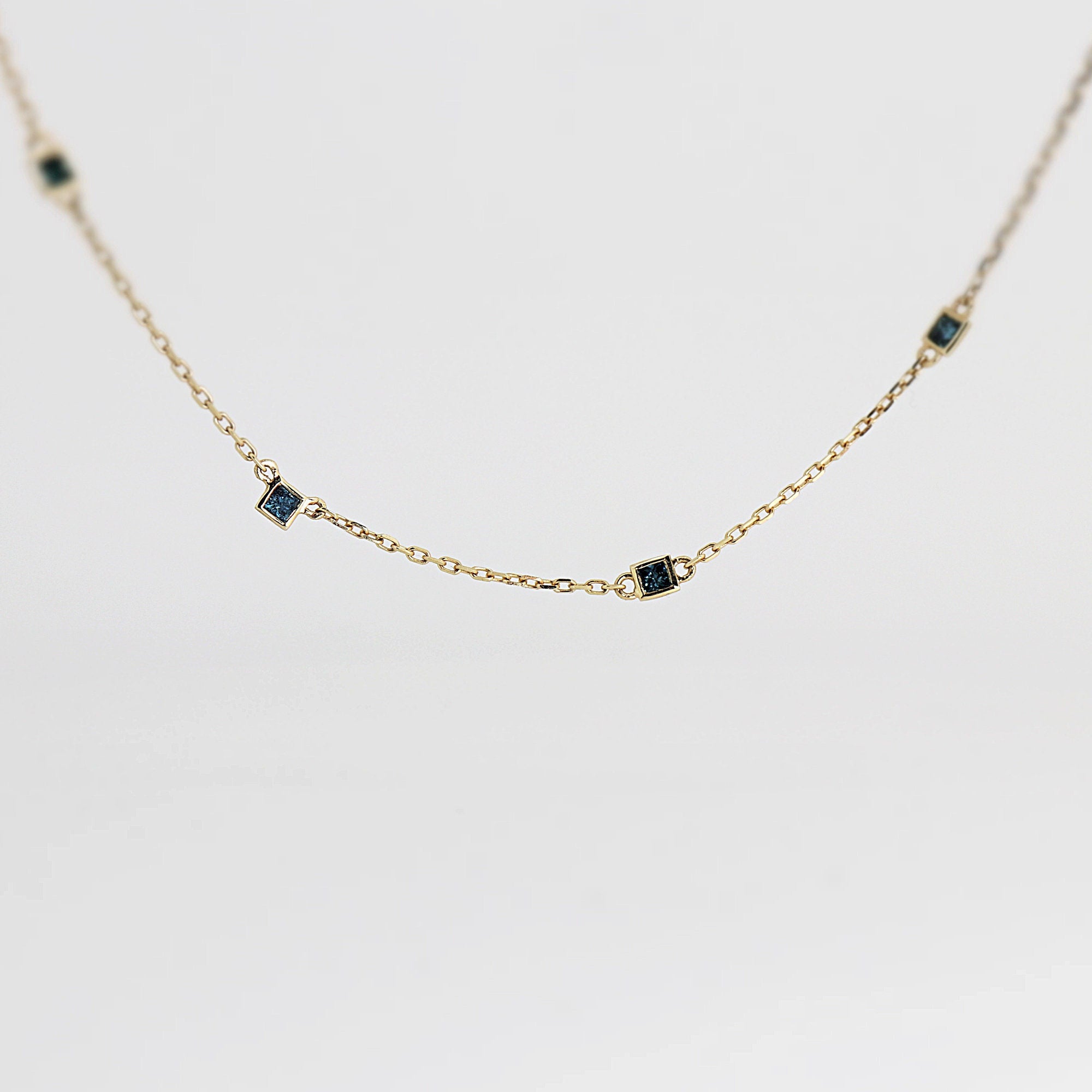 Diamond By the Yard Necklace, 10k Blue Diamond Station Necklace