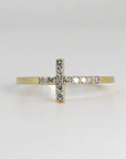 14k Solid Gold Cross Ring, Diamond Cross Ring