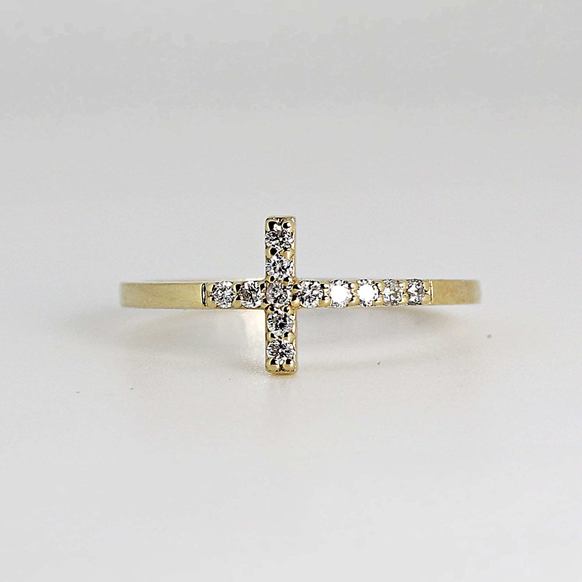 Diamond Cross Ring in 14K Gold - Melt'm Jewelry