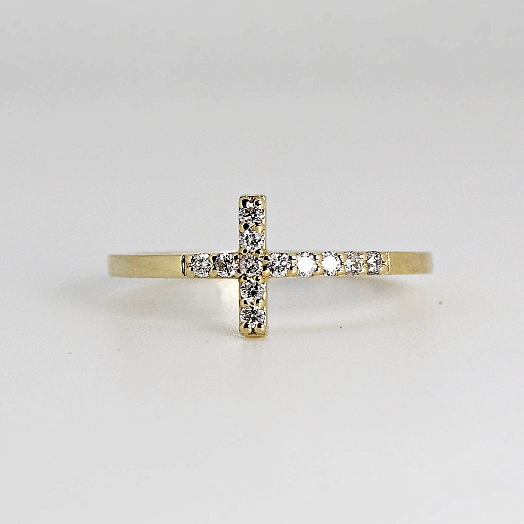 Diamond Cross Ring in 14K Gold - Melt'm Jewelry