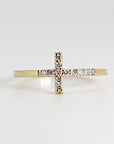 14k Solid Gold Cross Ring, Diamond Cross Ring