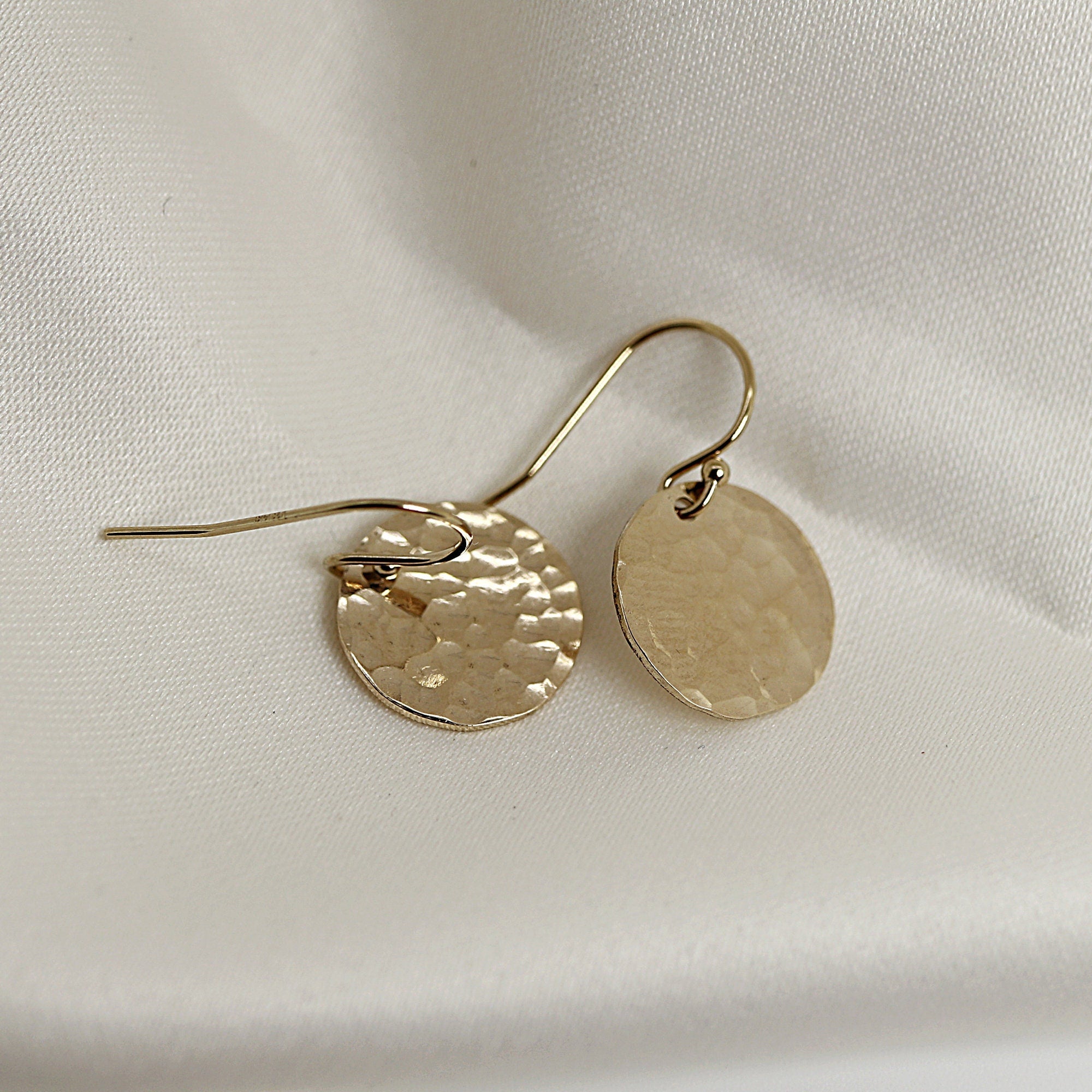 Hammered Gold Dangle Drop Earrings