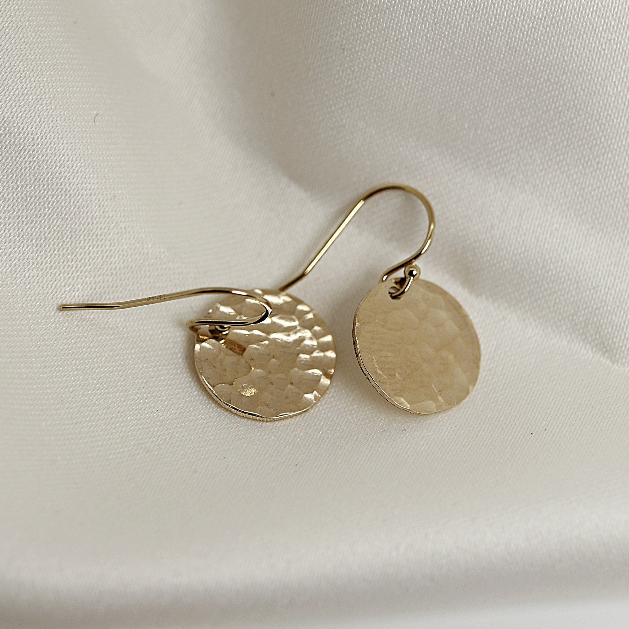 Hammered Dangle Drop Earrings in Gold Filled or Sterling Silver - Melt'm Jewelry