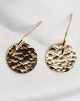 Hammered Gold Dangle Drop Earrings