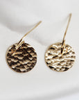 Hammered Gold Dangle Drop Earrings - Melt'm Jewelry