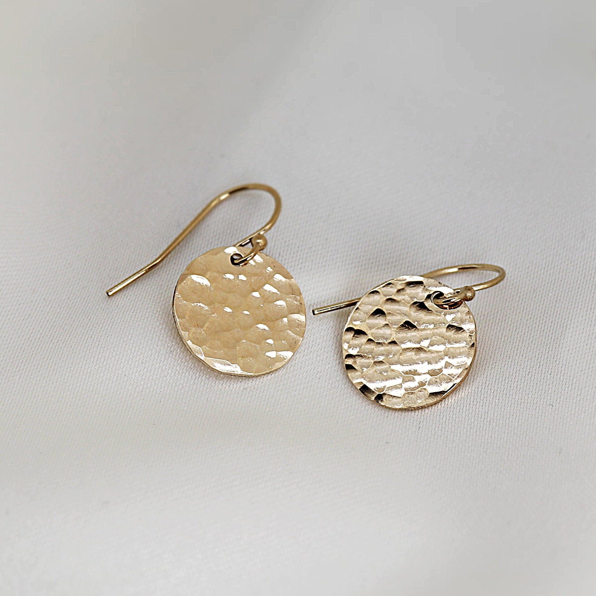 Hammered Dangle Drop Earrings in Gold Filled or Sterling Silver - Melt'm Jewelry