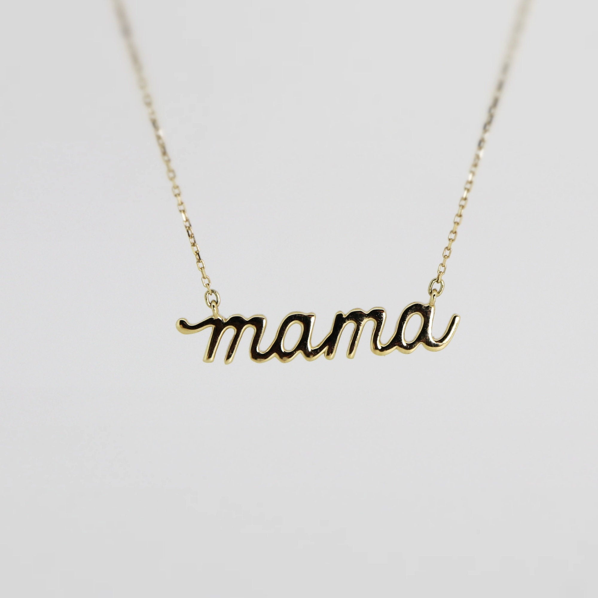 14k Solid Gold Mama Necklace - Melt'm Jewelry