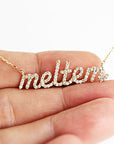 14K Solid Gold Diamond Name Necklace - Custom Personalized Jewelry - Melt'm Jewelry