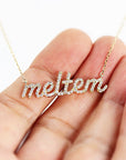 14K Solid Gold Diamond Name Necklace - Custom Personalized Jewelry - Melt'm Jewelry