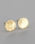 Hammered Gold Stud Earrings, 14k Solid Gold Disc Earrings - Melt'm Jewelry