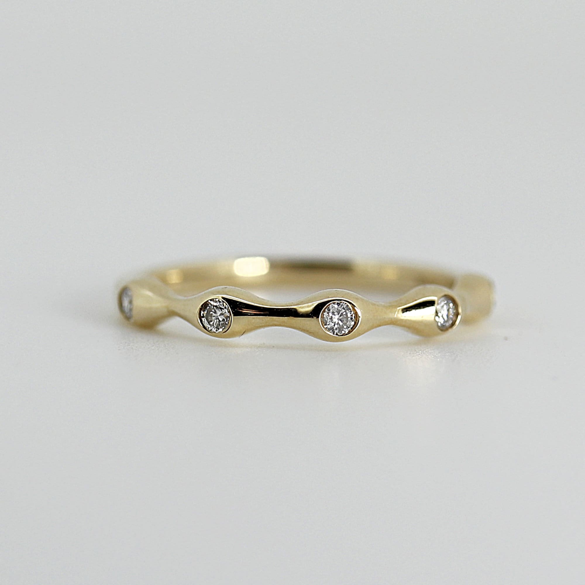 Five Diamond Wedding Band in 14k Yellow Gold - Melt'm Jewelry