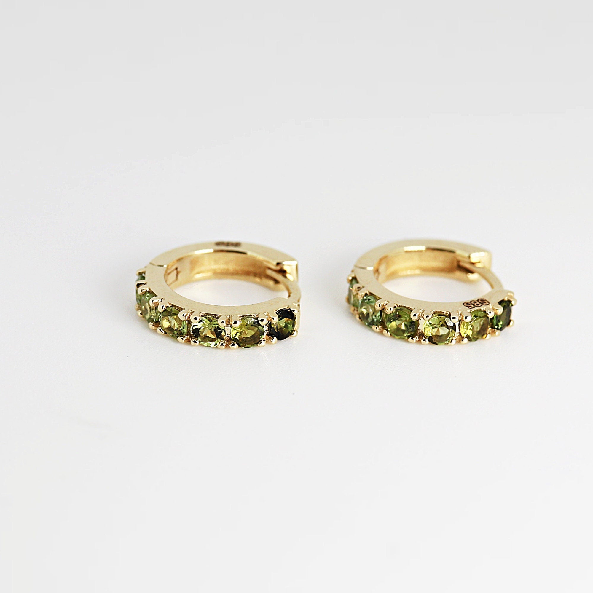 Pink Tourmaline Hoop Earrings 14k Gold - Melt'm Jewelry