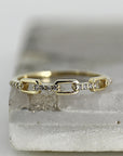 Diamond Chain Ring, Link Ring, Rectangular Chain Link Ring