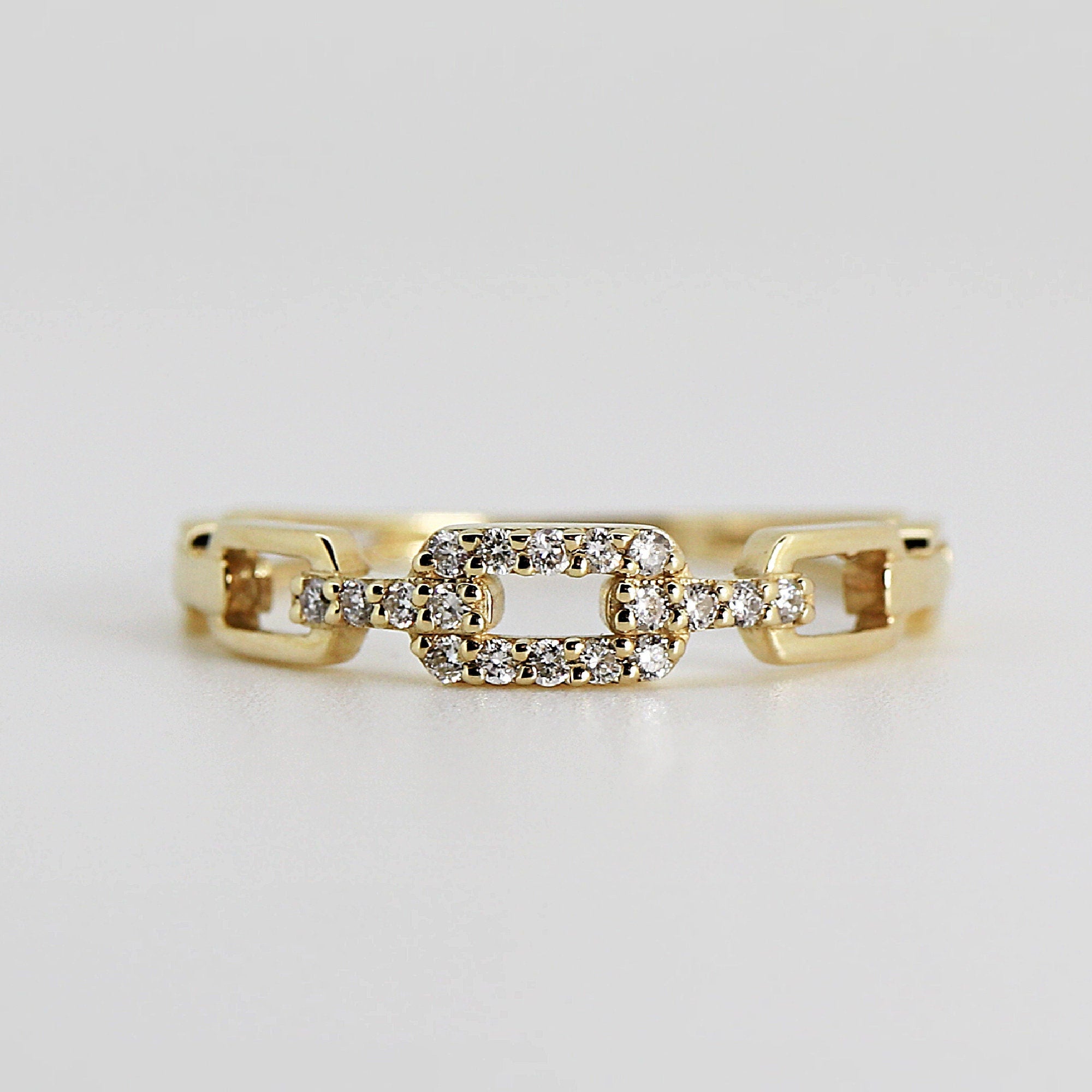14k Gold Link Chain Ring - Melt'm Jewelry