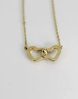 14k Gold Diamond Interlocking Two Hearts Necklace