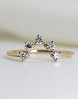 Curved Wedding Band, Five Stone Diamond Ring - Melt'm Jewelry