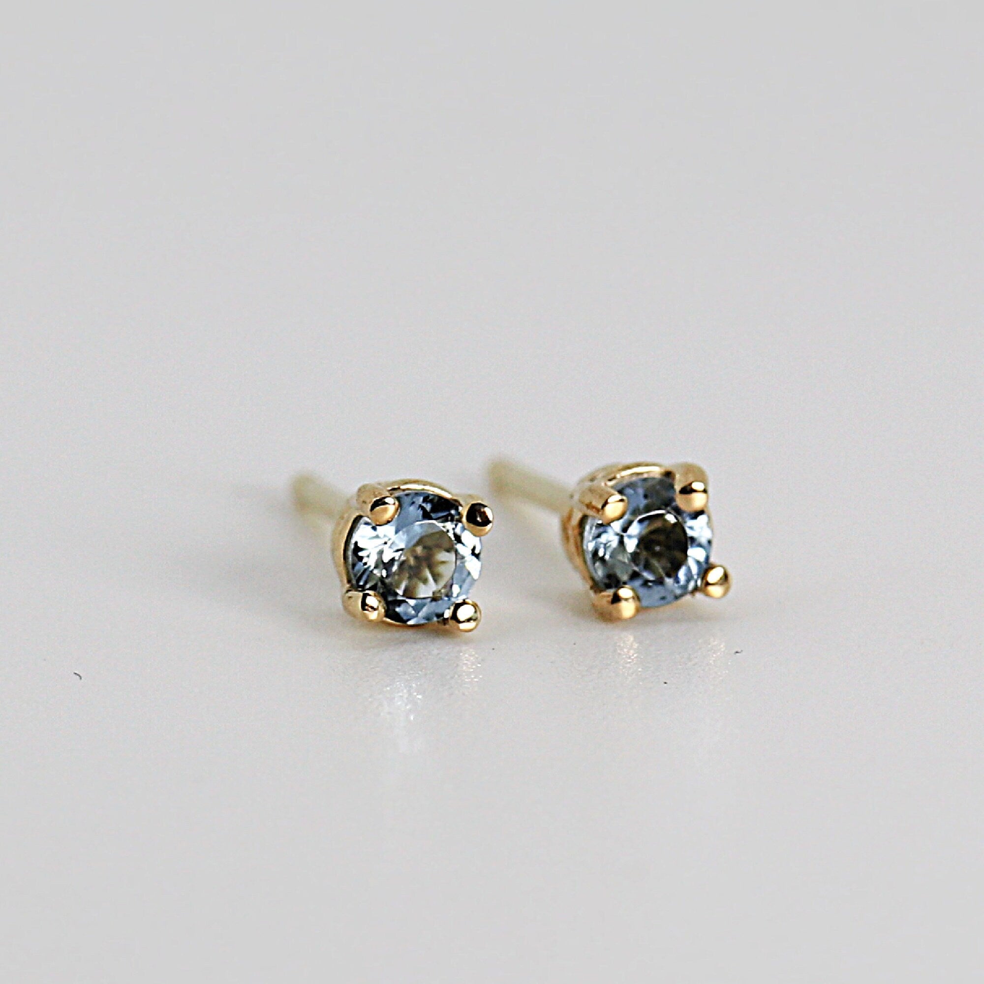 Aquamarine Stud Earrings 14k Gold