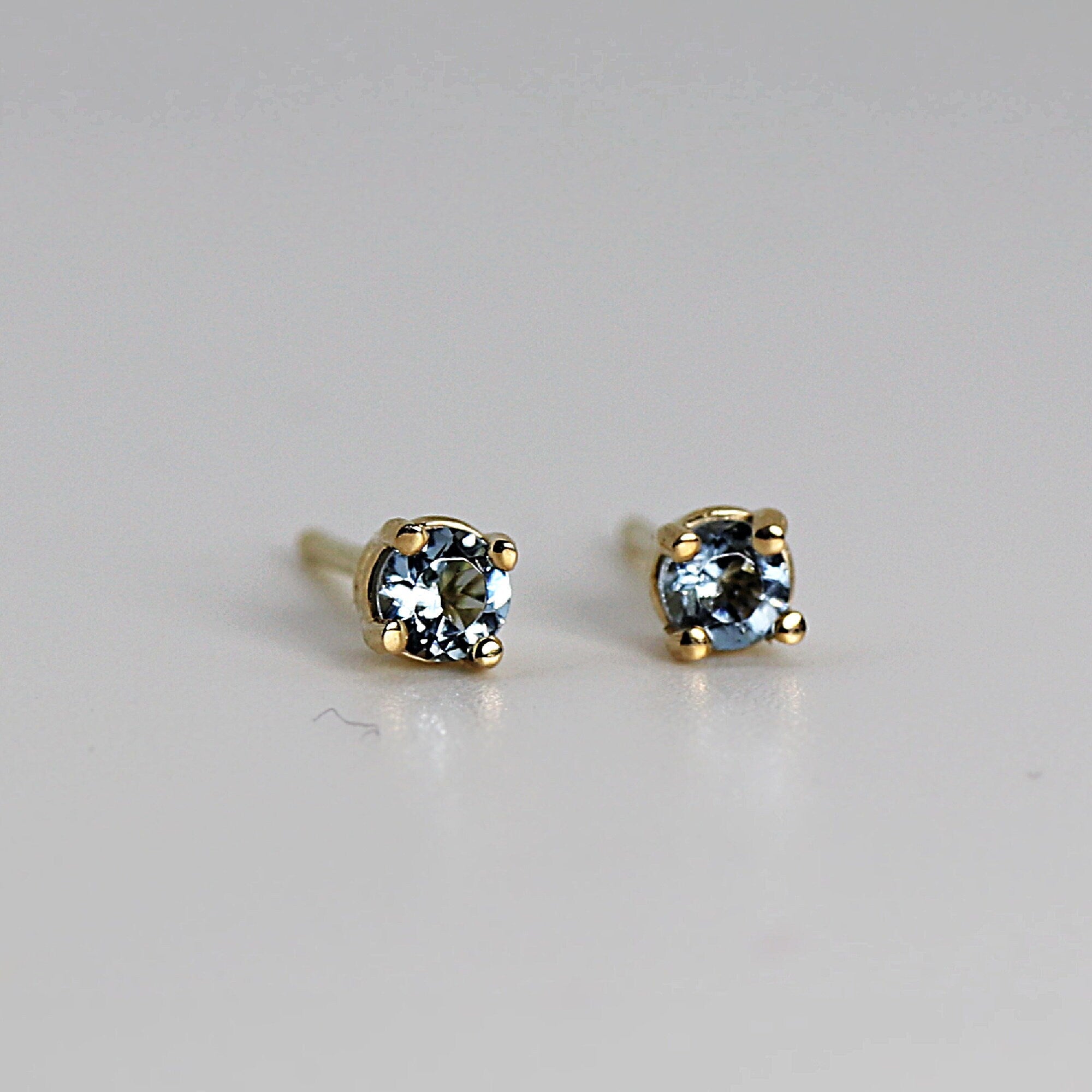 Aquamarine Stud Earrings 14k Gold