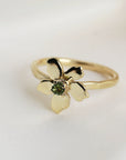 Floral Pearl Ring 14k Solid Gold, Unique Handmade Flower Engagement Ring - Melt'm Jewelry