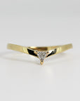 Triangle Diamond Ring, 14k Solid Gold Chevron Wedding Band