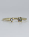 14k Gold Opal and Diamond Cuff Ring