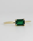 East West Emerald Cut Emerald Ring 14k Solid Gold