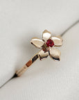 Floral Pearl Ring 14k Solid Gold, Unique Handmade Flower Engagement Ring - Melt'm Jewelry