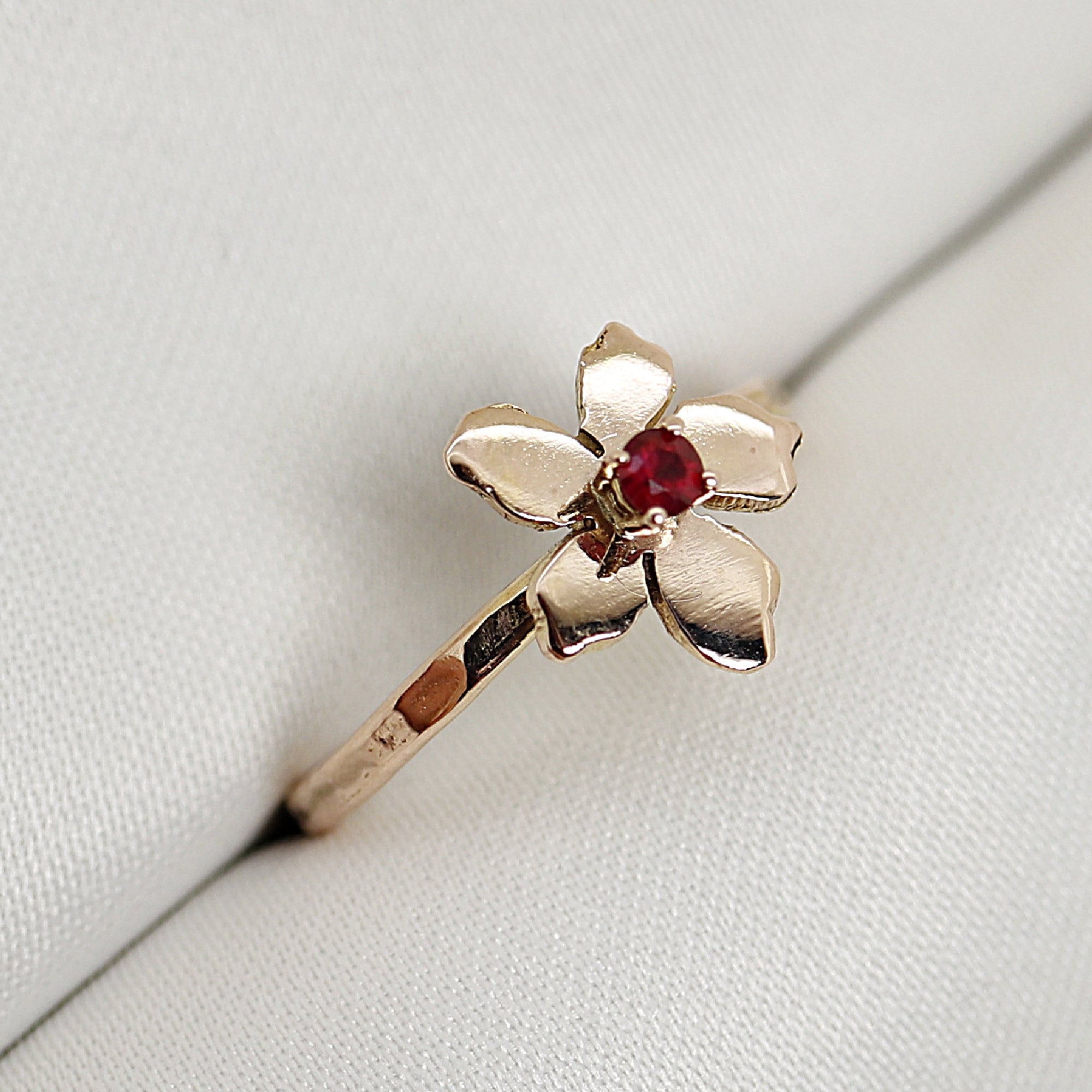 Handmade Floral Gemstone Rings 14k Solid Gold