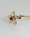Floral Pearl Ring 14k Solid Gold, Unique Handmade Flower Engagement Ring - Melt'm Jewelry