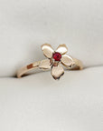 Floral Pearl Ring 14k Solid Gold, Unique Handmade Flower Engagement Ring - Melt'm Jewelry