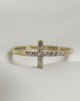 14k Solid Gold Cross Ring, Diamond Cross Ring