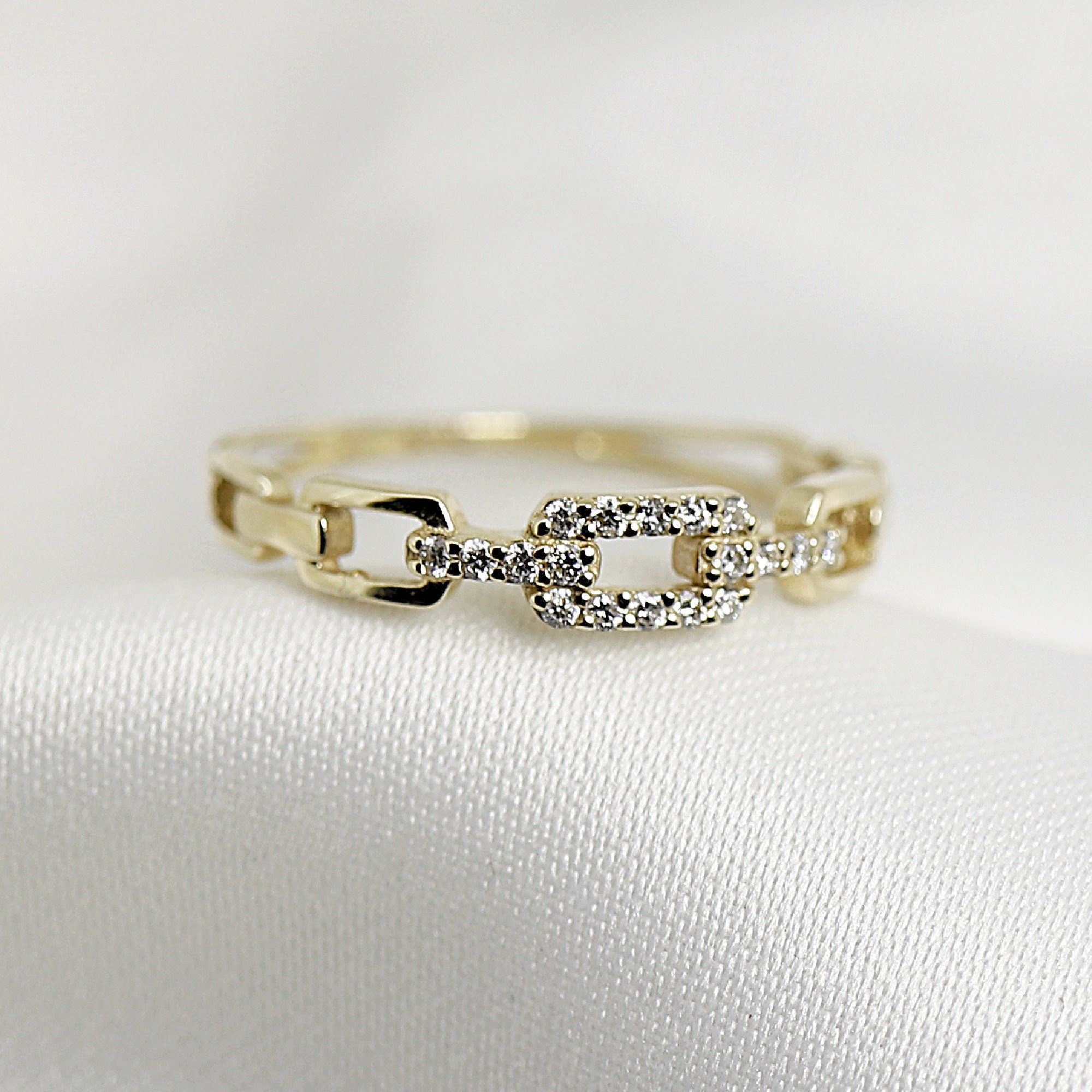 14k Gold Link Chain Ring - Melt'm Jewelry